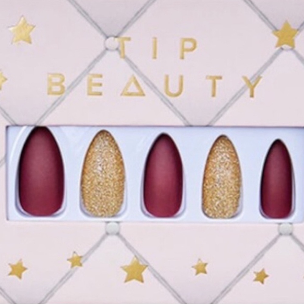 NIB Tip Beauty Luxury Artificial Nail Set in Rum & Coke + Fools Gold - Picture 2 of 4